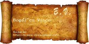 Bogács Vince névjegykártya
